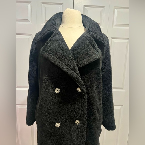 G by Giuliana Black Label Plus Size Women's Double-Breasted Teddy Coat 1X - Picture 4 of 9
